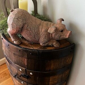 Rustic Pinkish Brown Pig Figurine